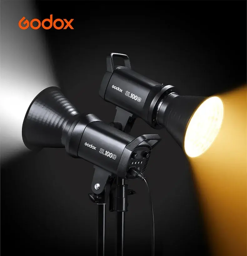 Godox SL100Bi com LED de alta eficiência energética em uso prolongado.