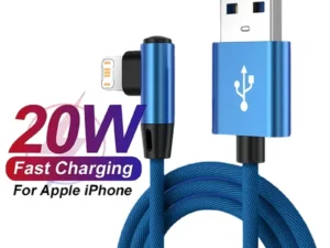 Cabo de Carregamento Rápido USB para iPhone – Nylon Trançado, Cotovelo 90° Ideal para Jogos e Uso Diário!