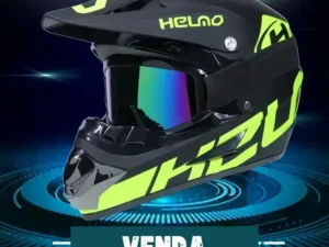 Capacete de motocross preto e verde com venda exclusiva
