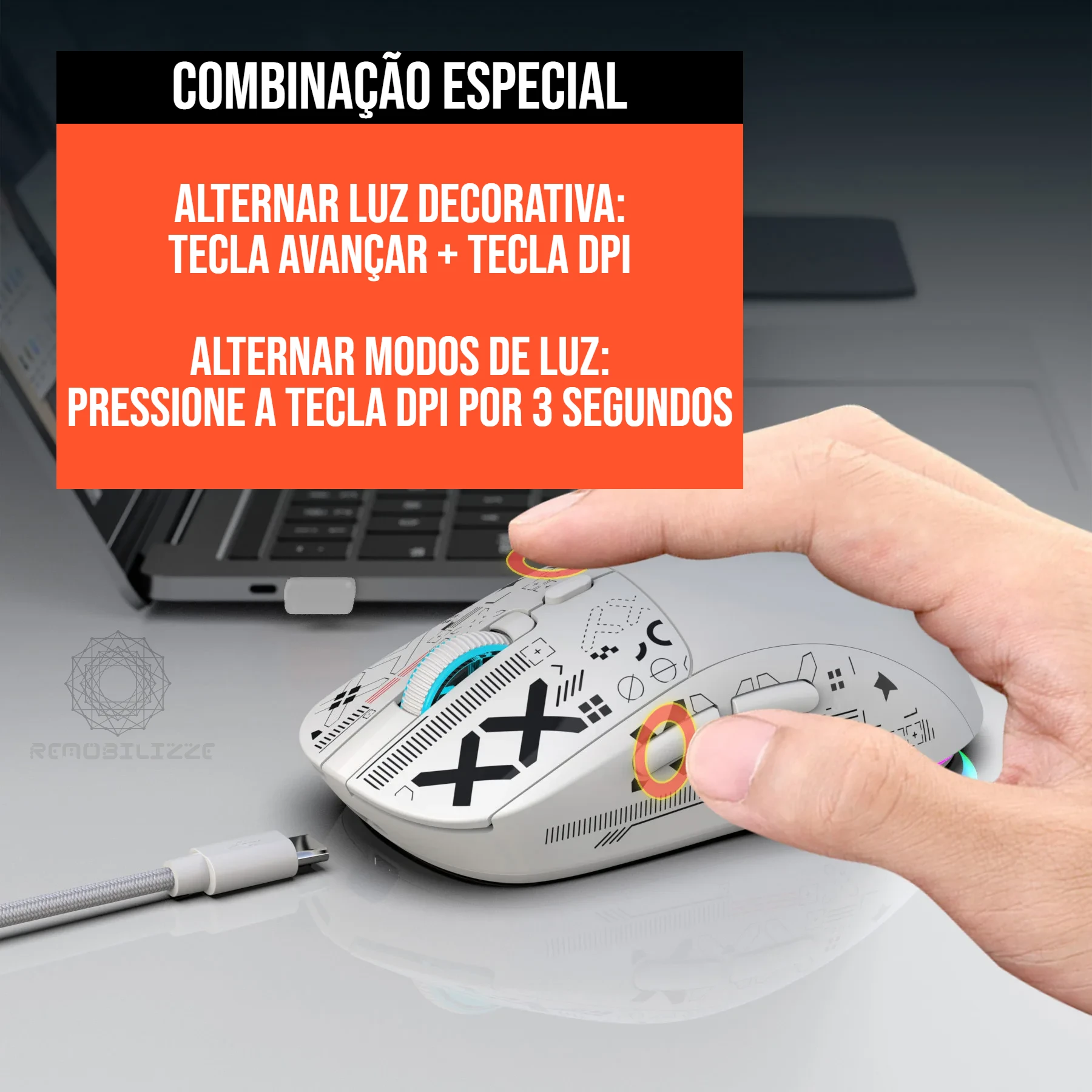 Combinação de teclas para configurações rápidas no mouse HXSJ T90