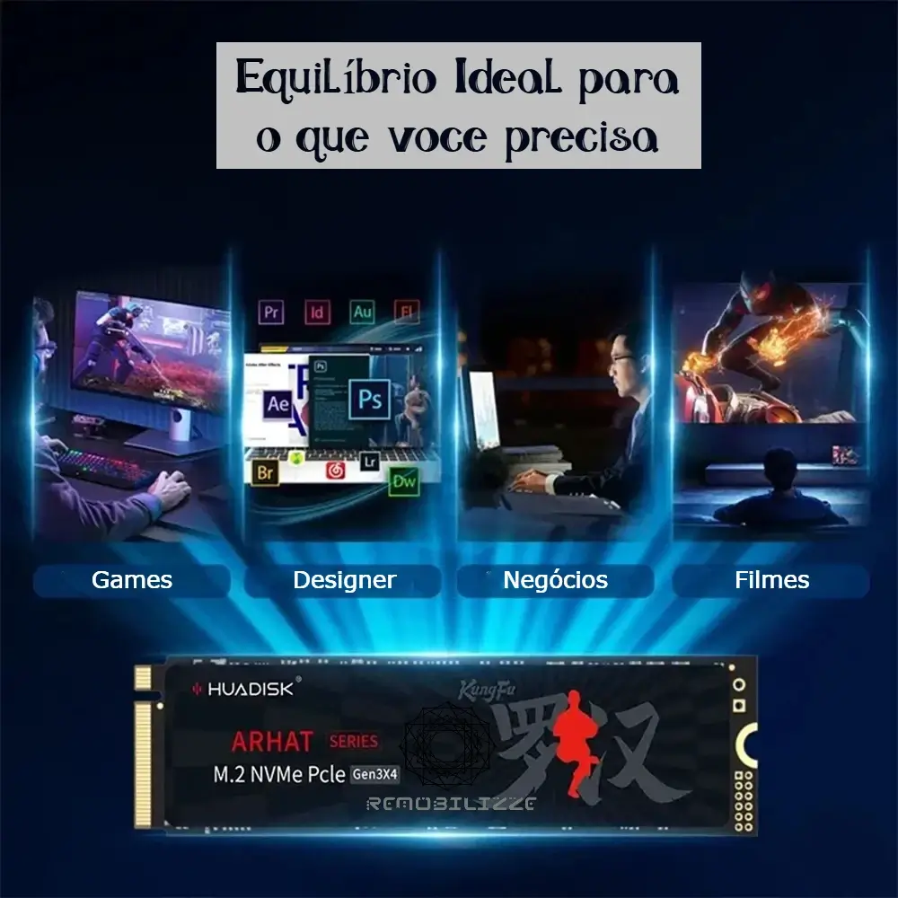 SSD HUADISK M.2 NVMe PCIe 3.0 com desempenho equilibrado para notebook, desktop e servidores