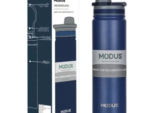 Garrafa térmica esportiva azul 750ml inox com canudo