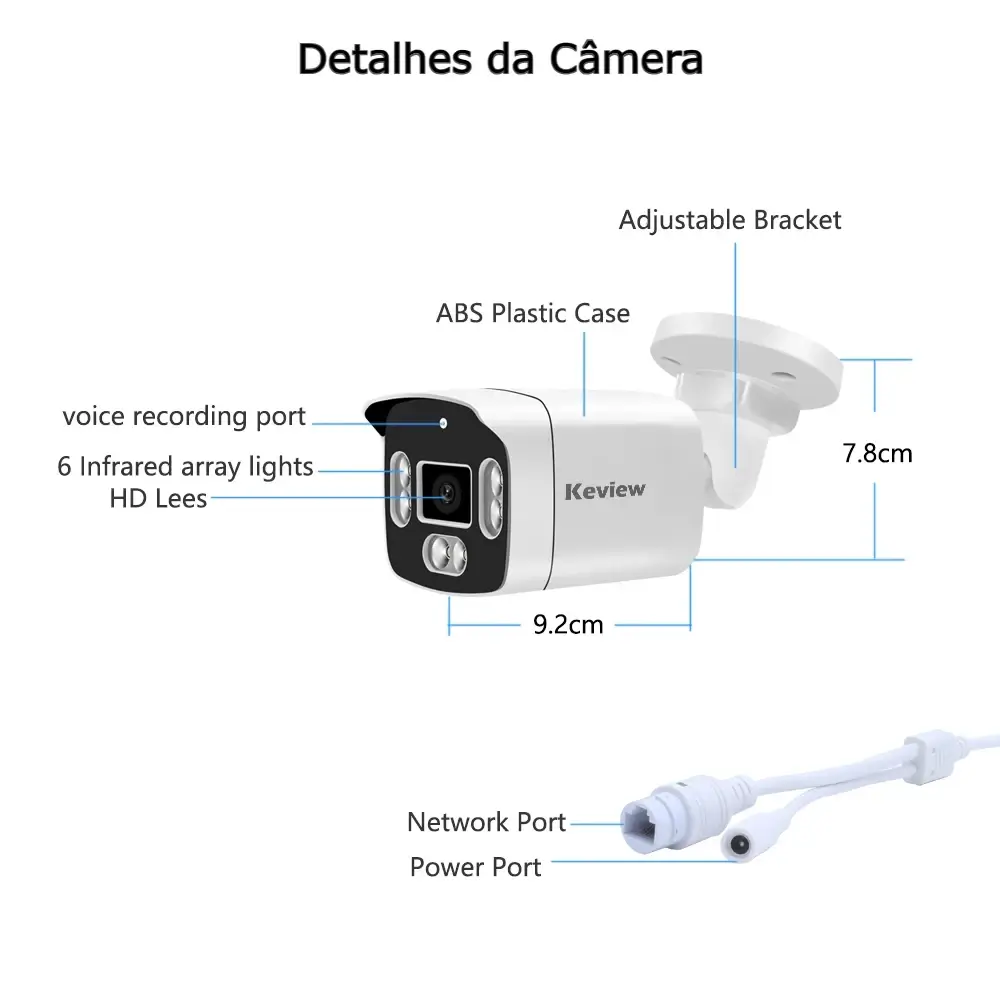 Instalação simplificada com POE na Câmera Bullet Keview 8MP 4K