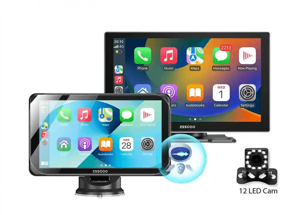 Tela Portátil Automotiva CarPlay Sem Fio Android Auto modelos 7 e 9 polegadas